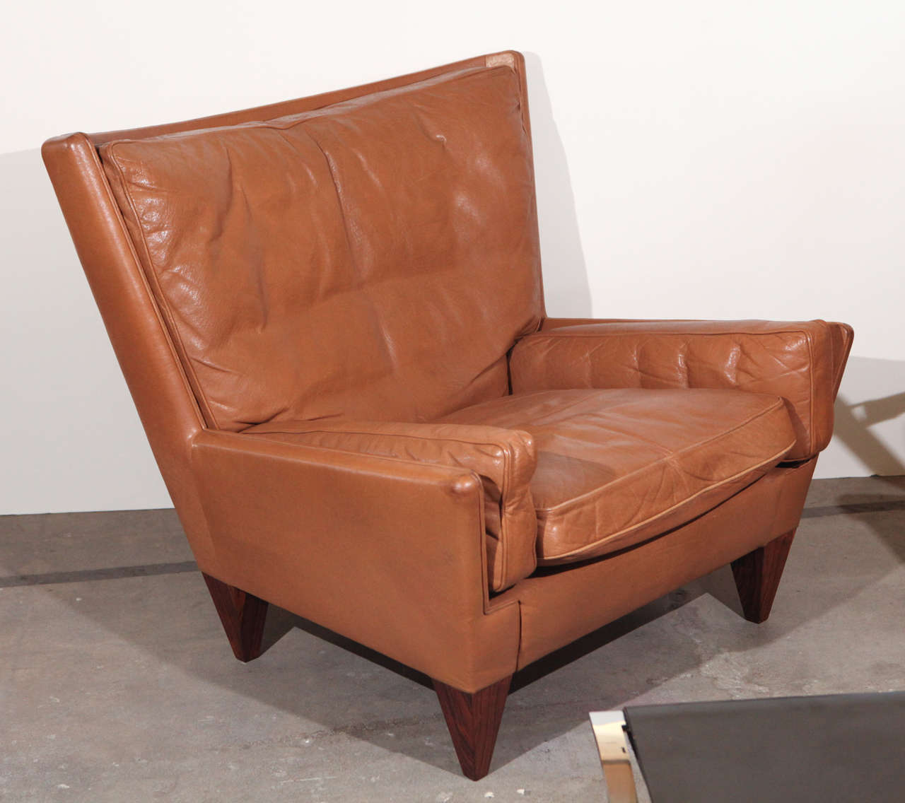 Denmark, Illum Wikkelso 'Pyramid' easy chair in rosewood and leather c.1967