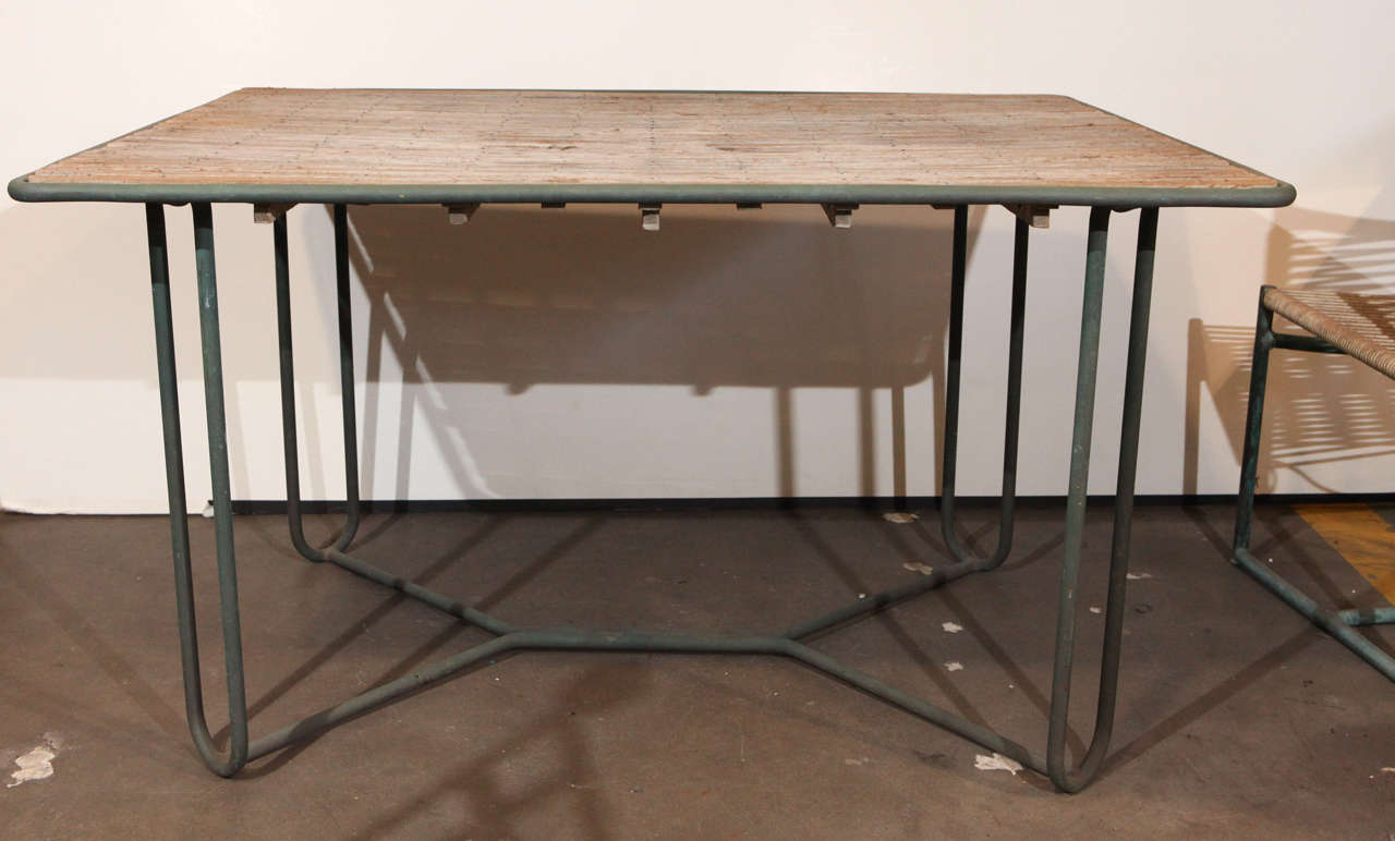 Walter Lamb bronze and wood rectangular table, 1950's