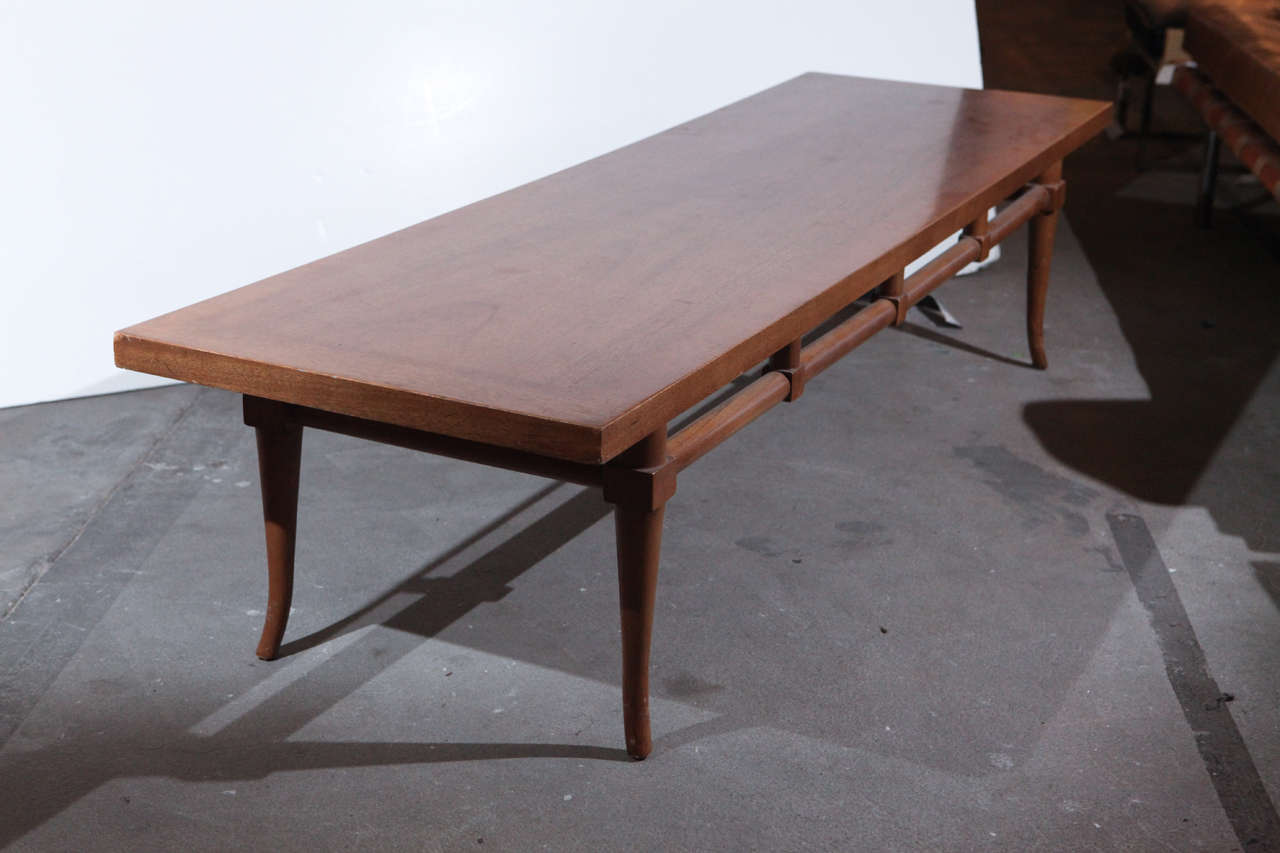 T.H. Robsjohn Gibbings Coffee walnut table for Widdicomb, 1960