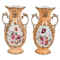 Antique Pair Victorian Porcelain Vases