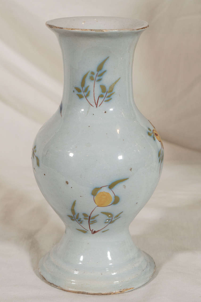 Mid-18th Century Rare Antique English Delft Polychrome Decorated Bud Vase