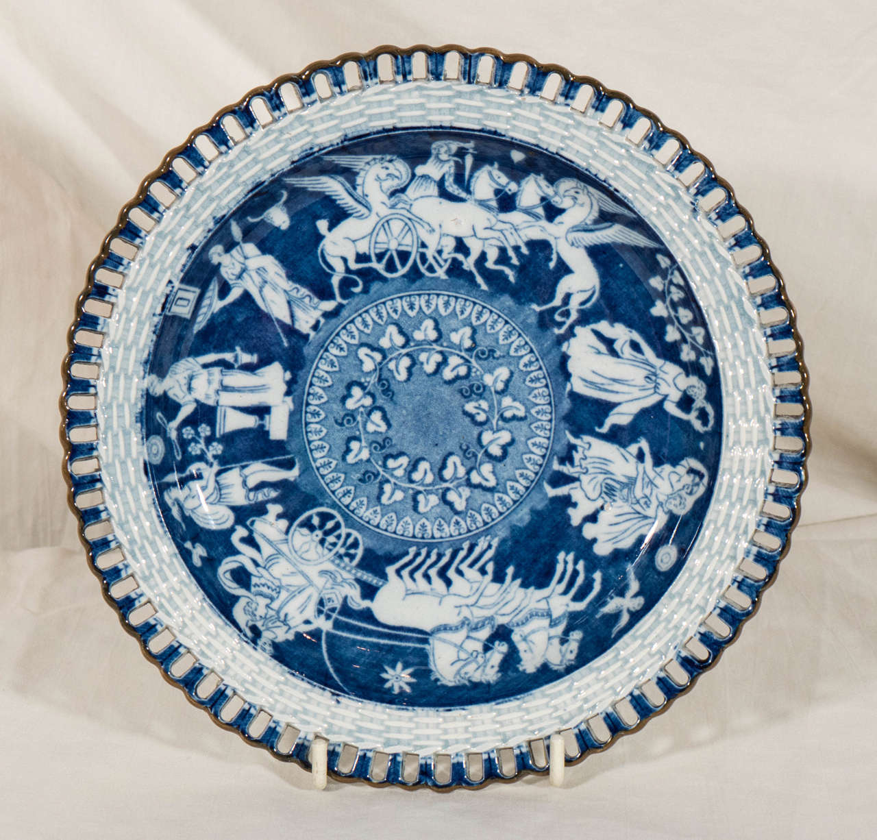 Pair of Neoclassical Blue and White Pierced Dishes