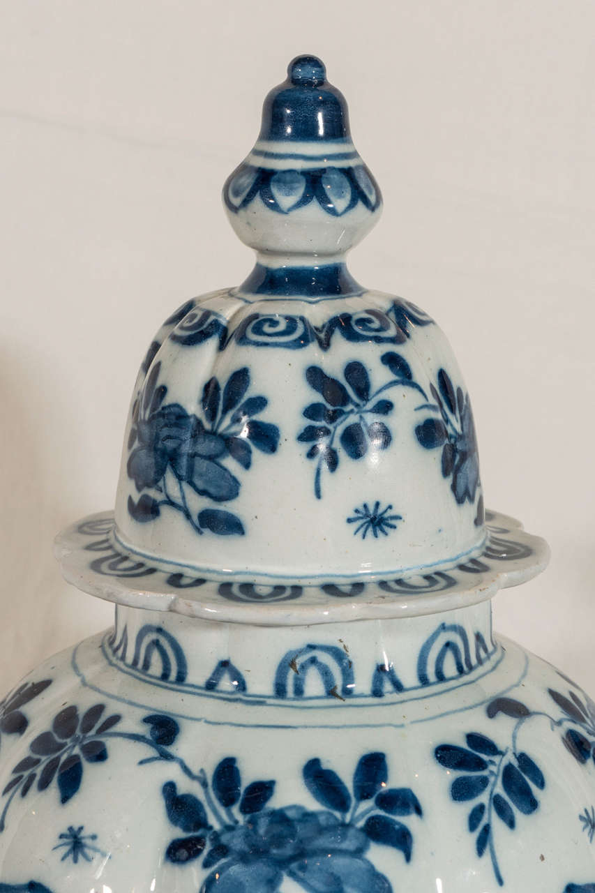 Late 18th Century Antique Blue and White Dutch Delft Vase