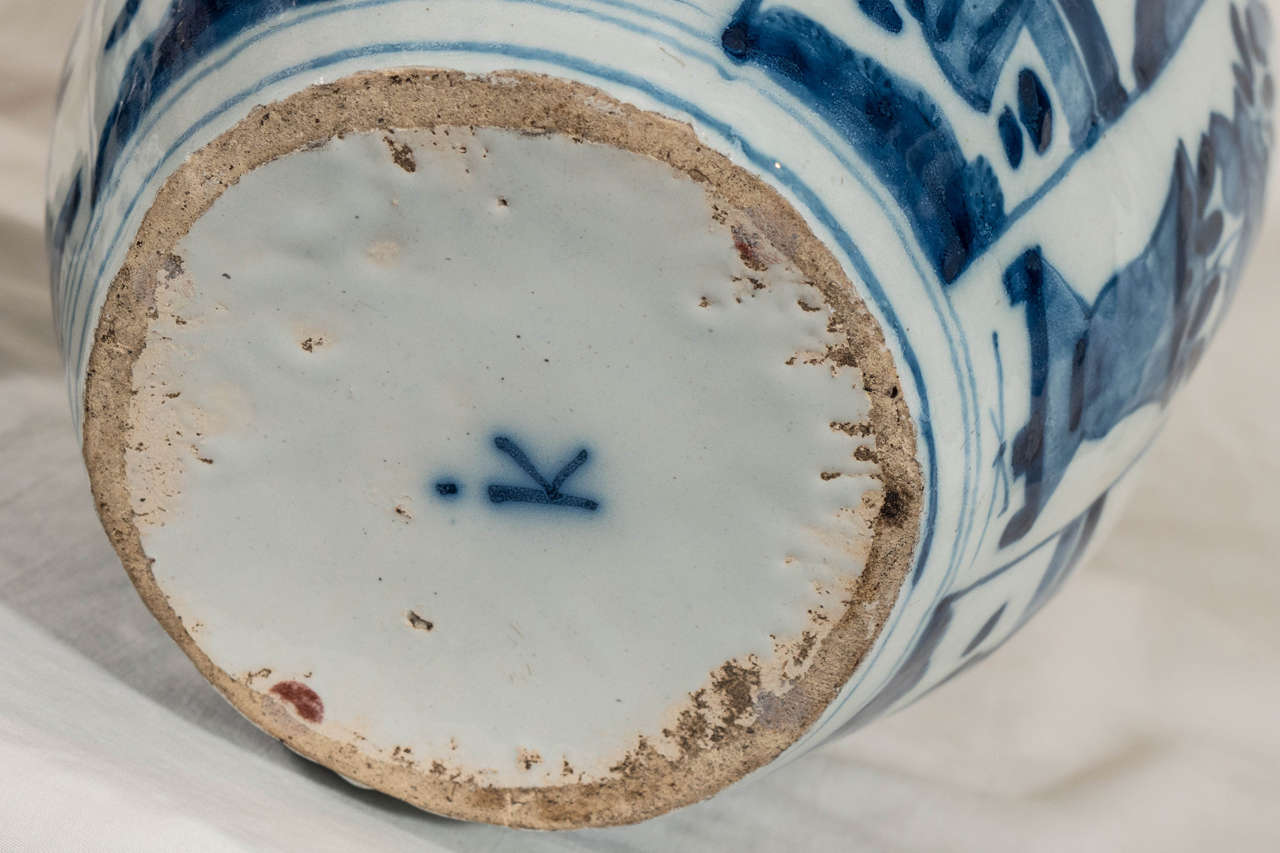 Antique Blue and White Dutch Delft Vase 4