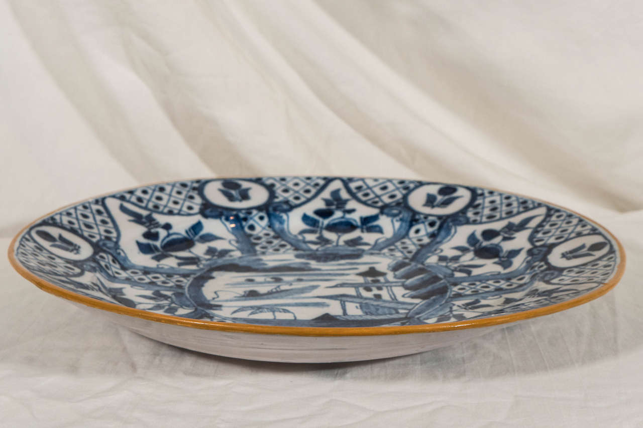 18th Century Antique Delft Blue and White Charger