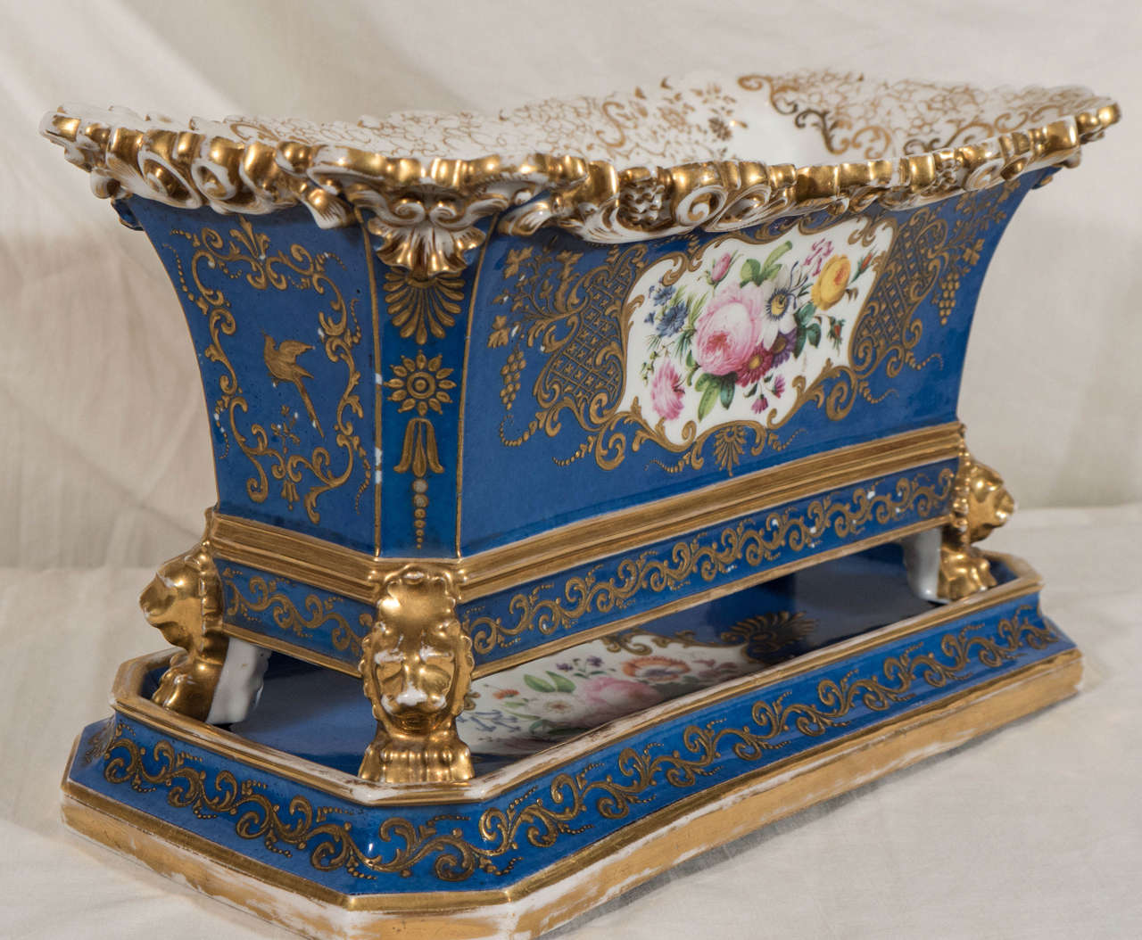 Louis Philippe Antique French Porcelain Jacob Petit Jardiniere and Stand