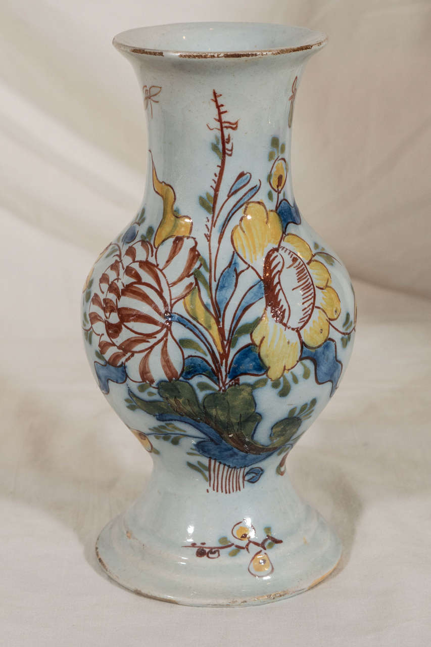 Rare Antique English Delft Polychrome Decorated Bud Vase at 1stdibs