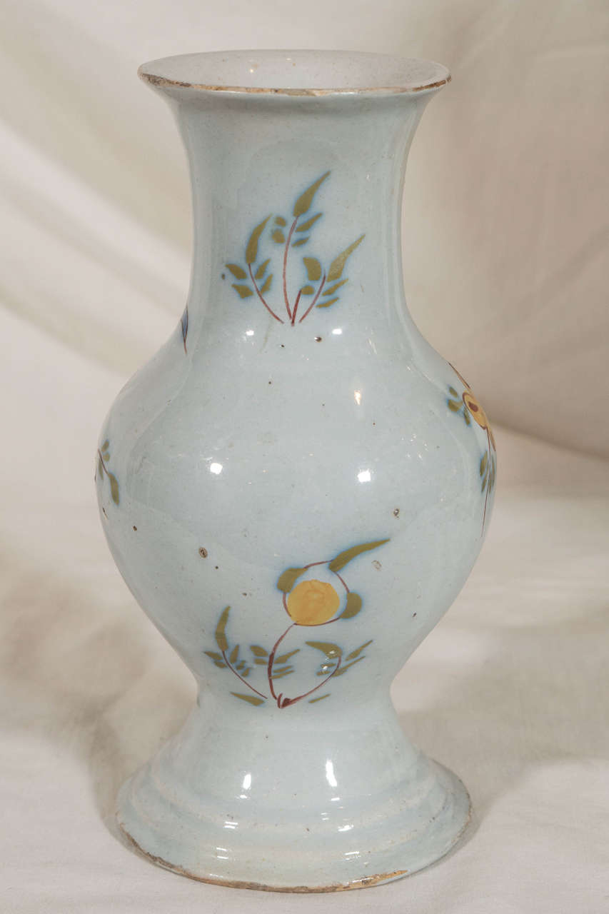 Rare Antique English Delft Polychrome Decorated Bud Vase at 1stdibs