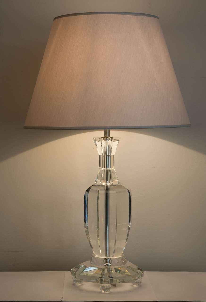 Pair of Elegant Crystal Baluster Lamps