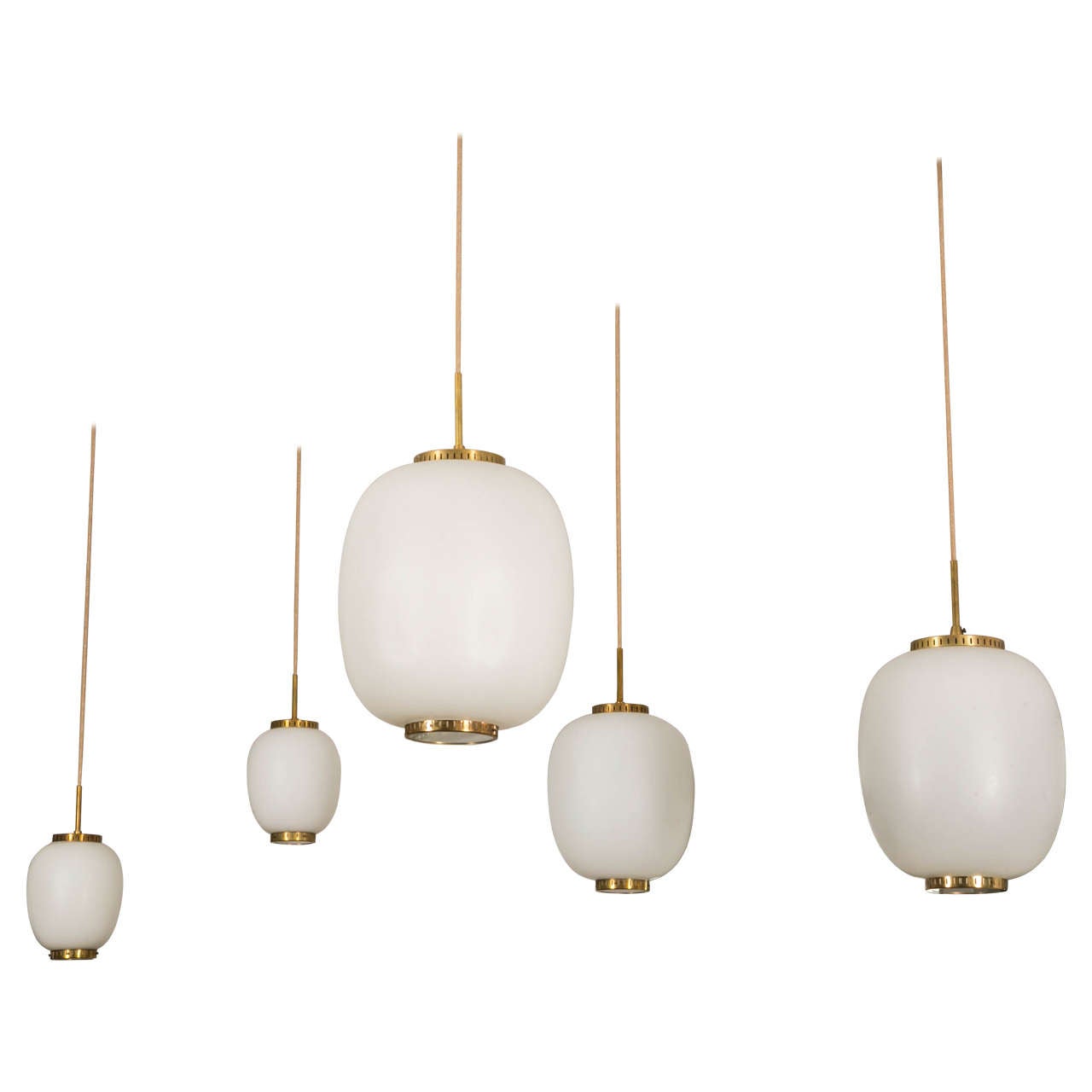 Rare Set of Five Ceiling Fixtures by Karlby for Lyfa, Denmark, 1960