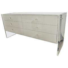 Attractive and Stylish Mid-Century White Lacquer Six-Drawer Commode