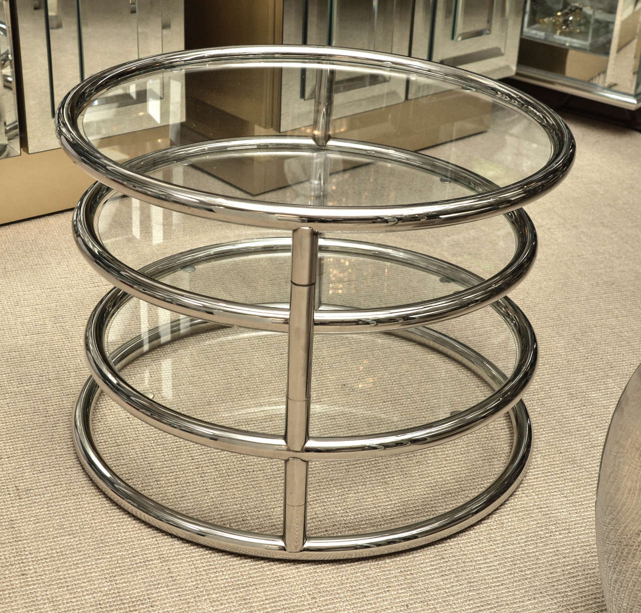 Late 20th Century Mid-Century Chrome and Glass Mechanical Cocktail Table by Milo Baughman