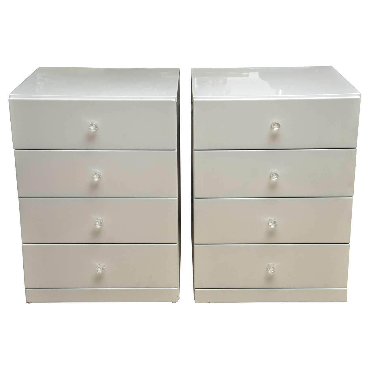 Pair of MidCentury White Lacquer FourDrawer Nightstands at 1stdibs