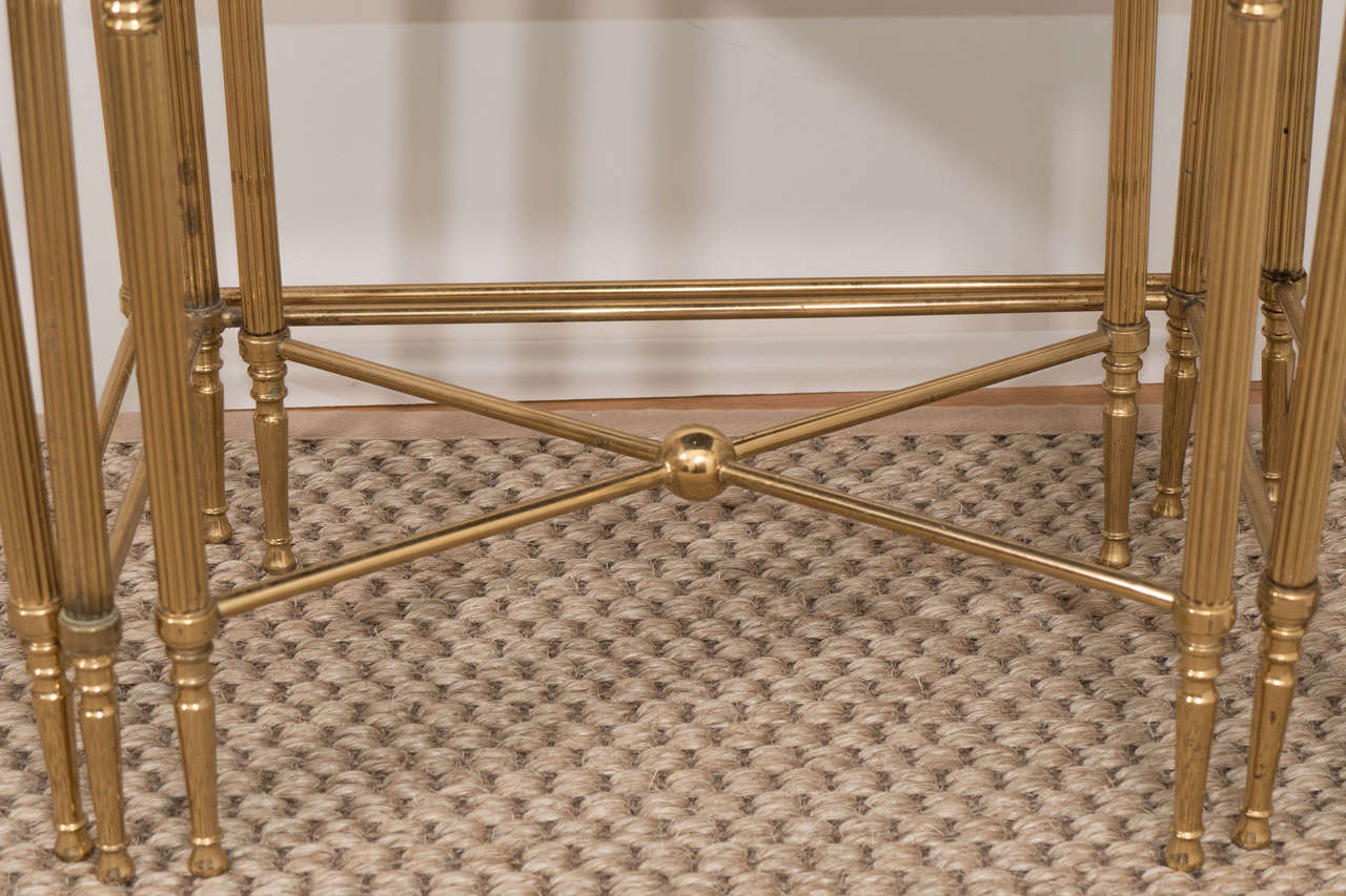 Brass Set of Three French Nesting Tables