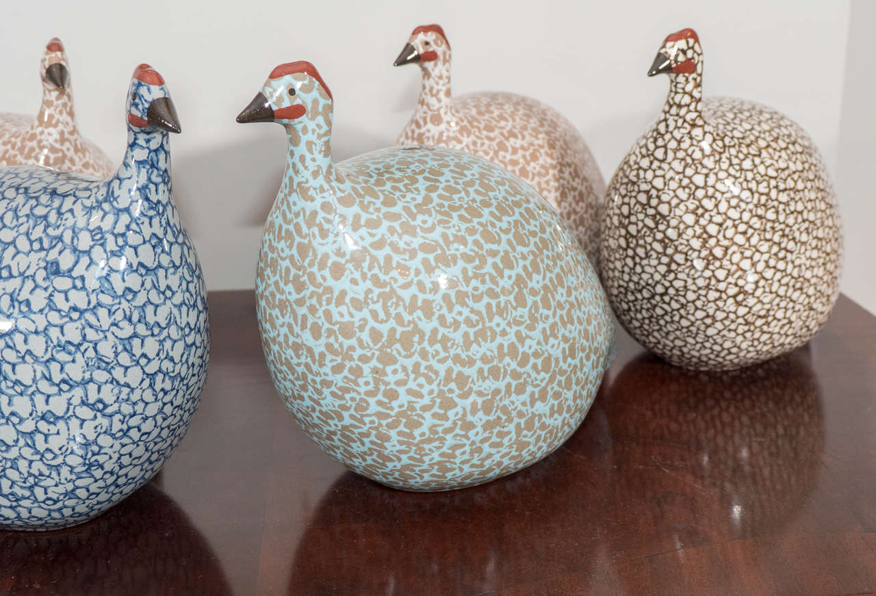 Contemporary Ceramic Guinea Hens
