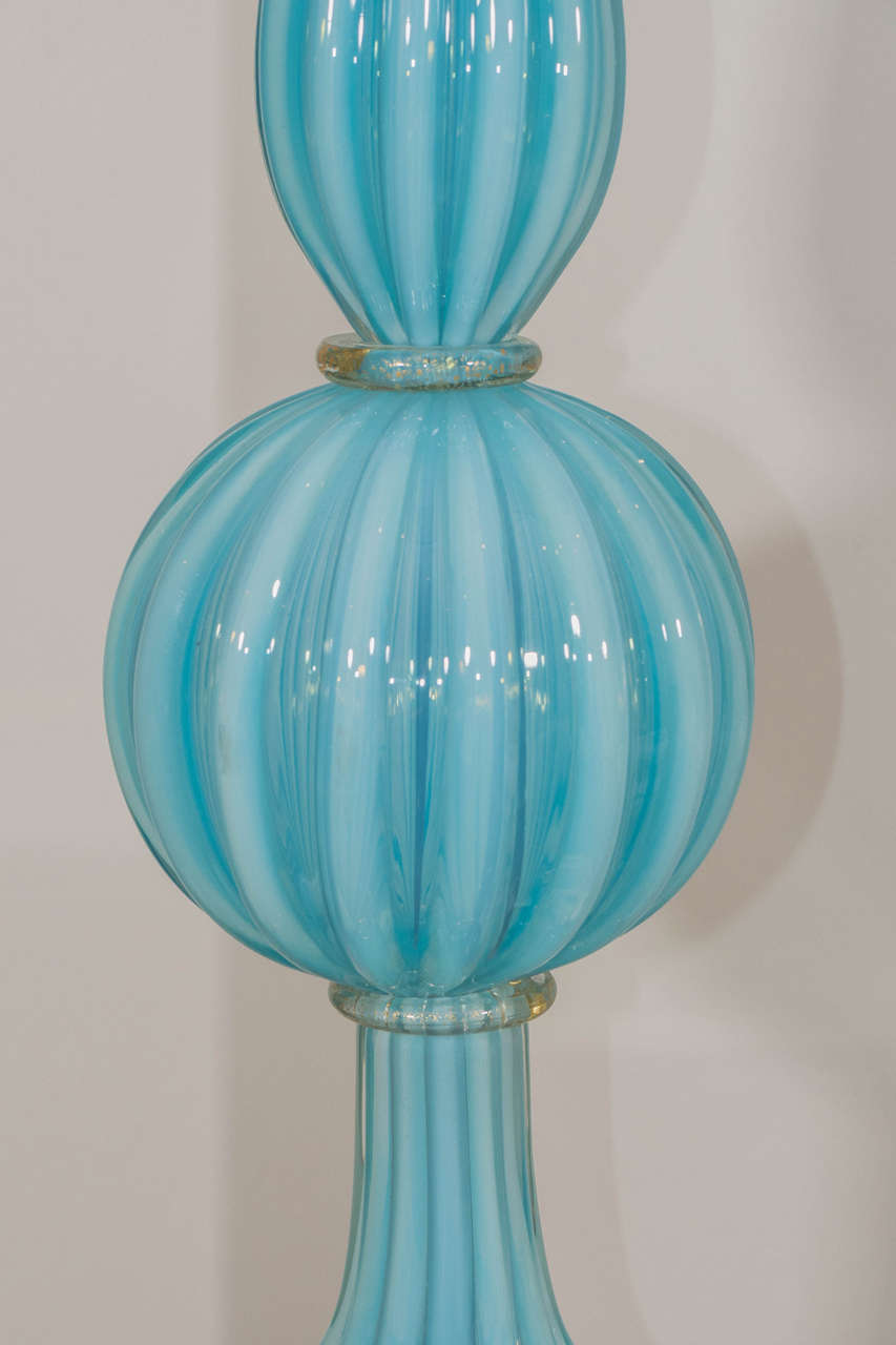 Blue Murano Glass Lamp In Excellent Condition For Sale In New York, NY