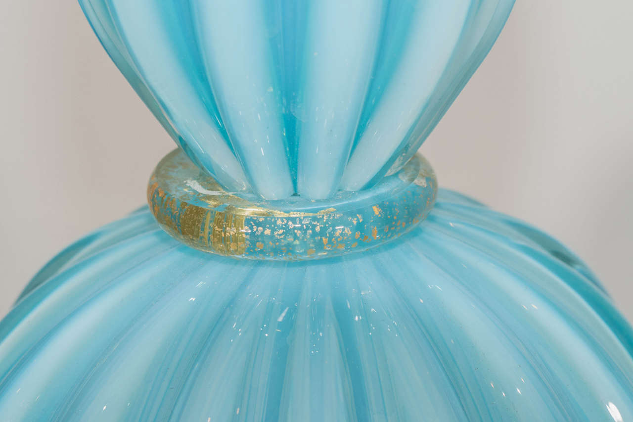Lampe en verre de Murano bleu en vente 1