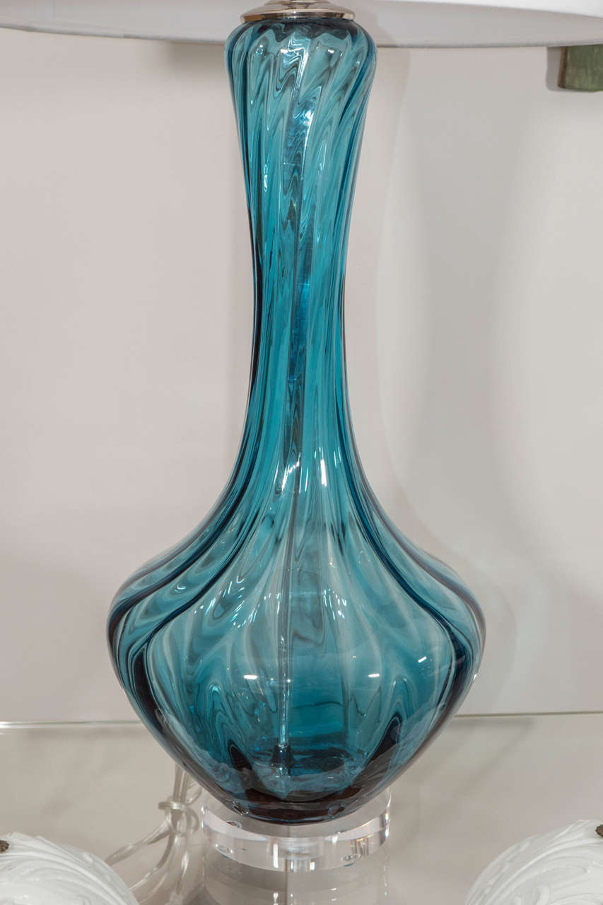 Italian Blue Murano Glass Lamp