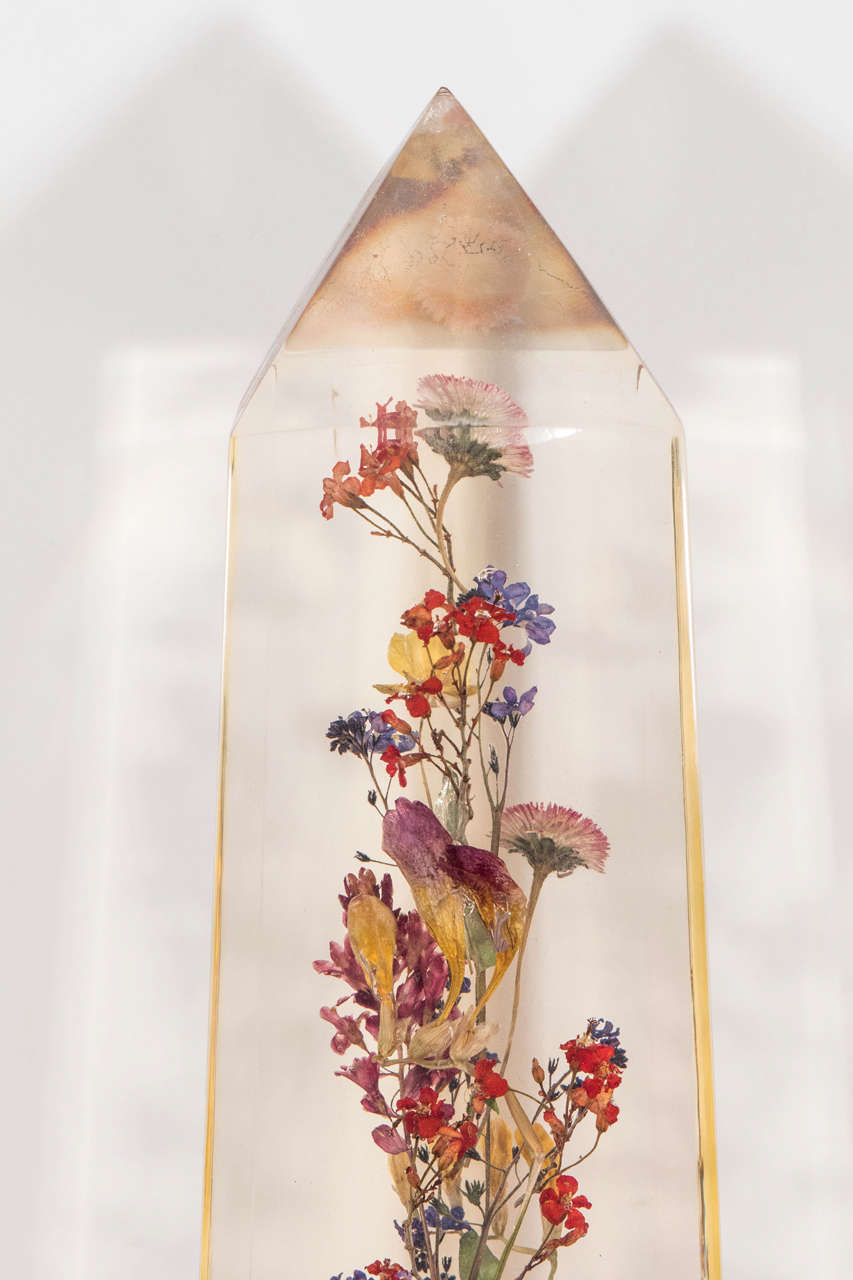 Mid-20th Century Pierre Giraudon Resin Obelisk with Flowers, 1960s, French For Sale