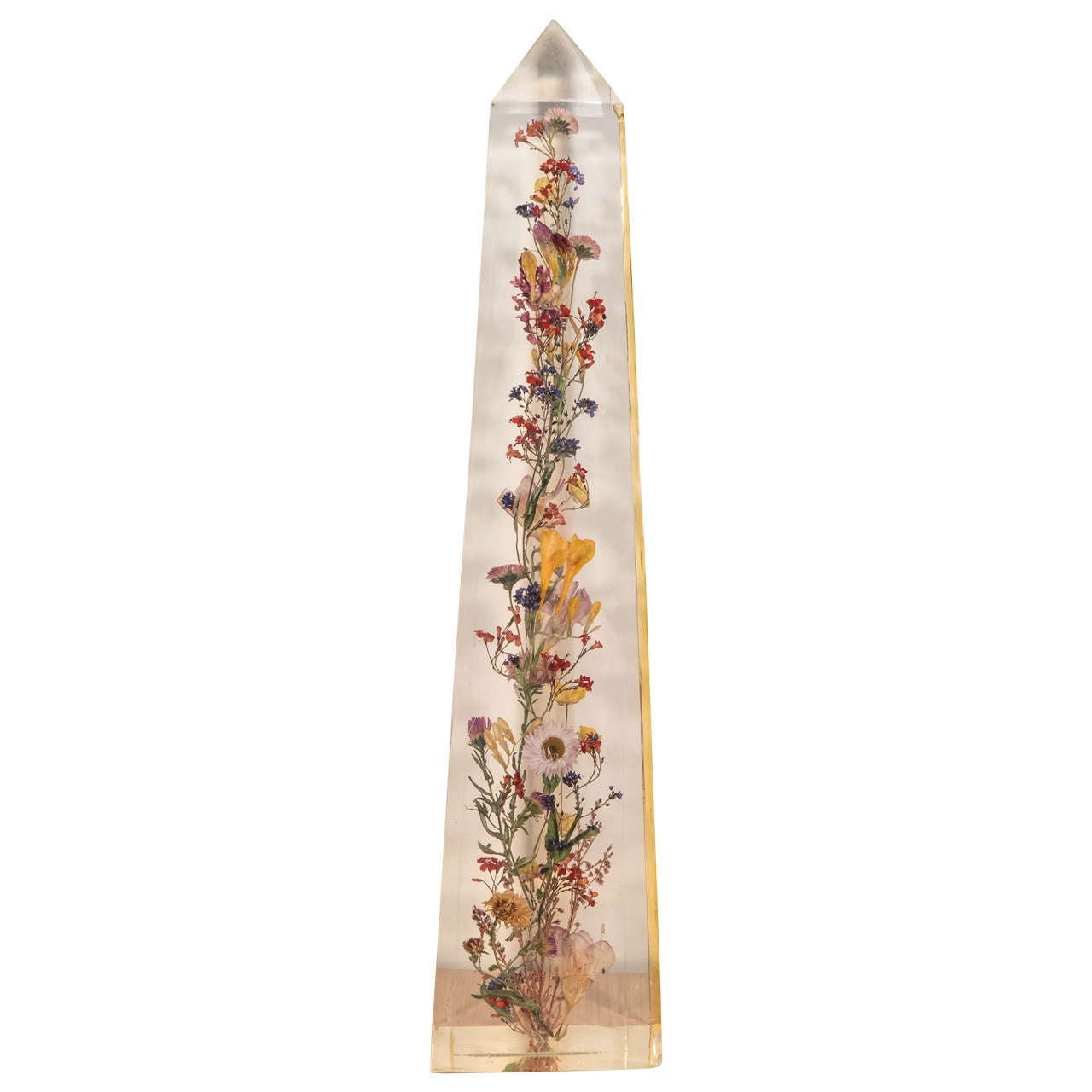 Pierre Giraudon Resin Obelisk with Flowers, 1960s, French For Sale