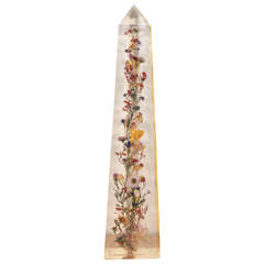 Pierre Giraudon Resin Obelisk with Flowers, 1960s, French