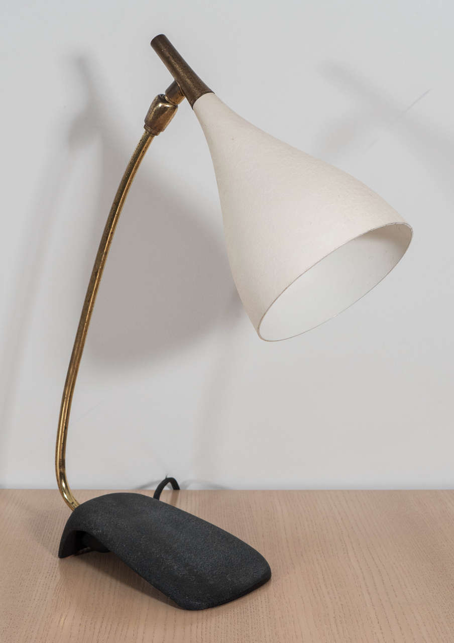 Mid-Century Modern Small Italian 1950s Black and White Lamp