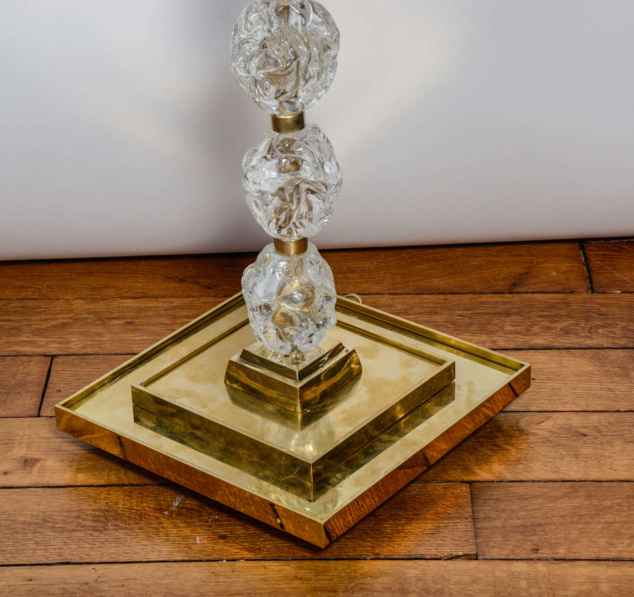 Elegant Pair of Brass and Murano Glass Floor Lamps 1