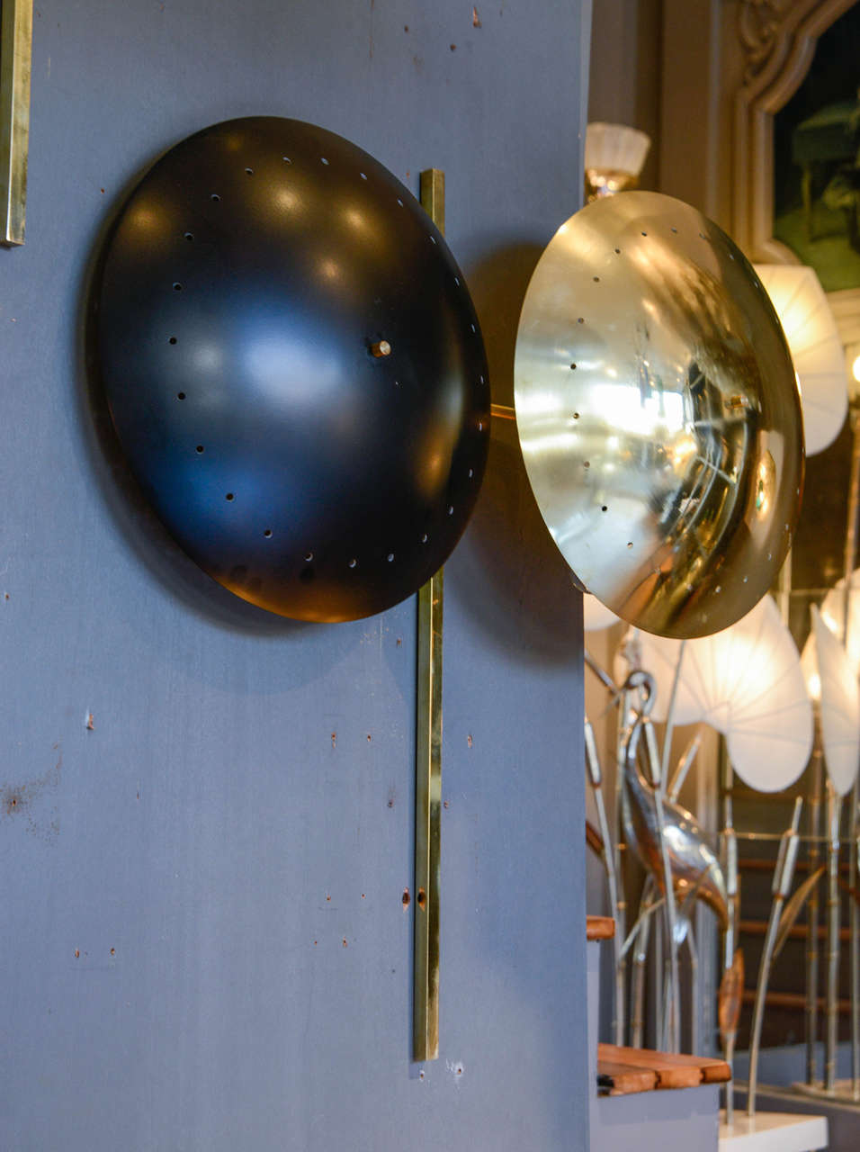 Original Set of Four Black and Gold Wall Sconces at 1stDibs