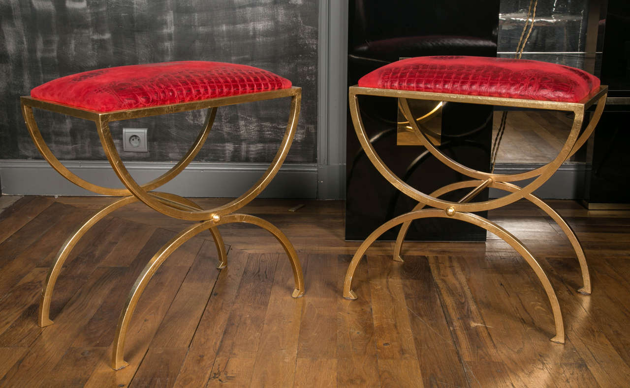 Pair of Brass Stools