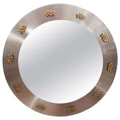 Stainless Steel Mirror with Brass Details