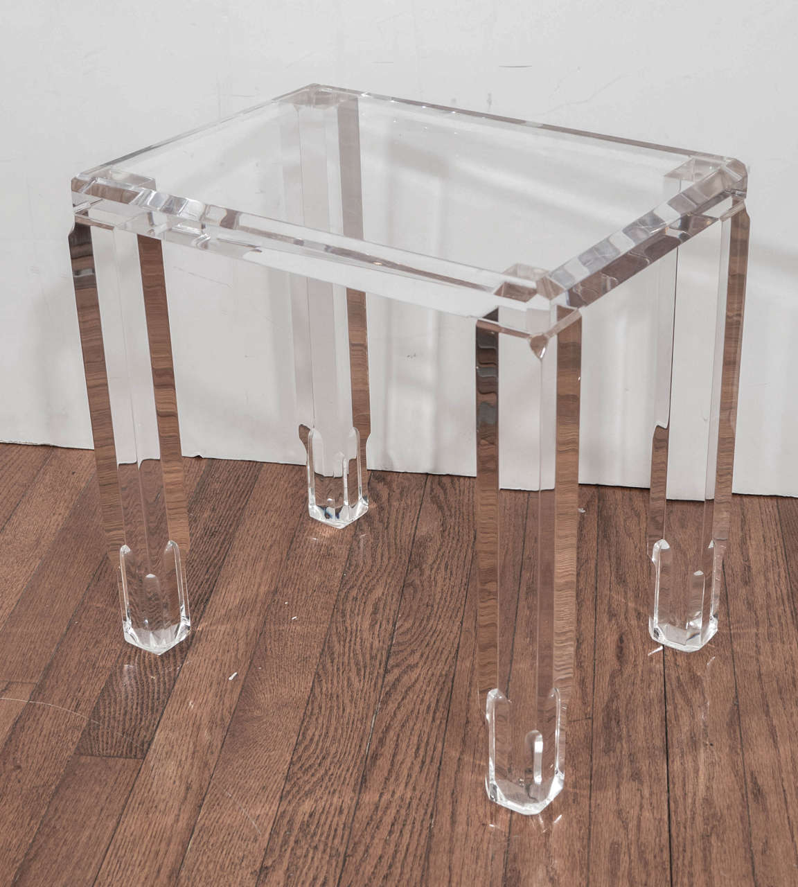 Mid-Century Modern Pair of Beveled Lucite Tables