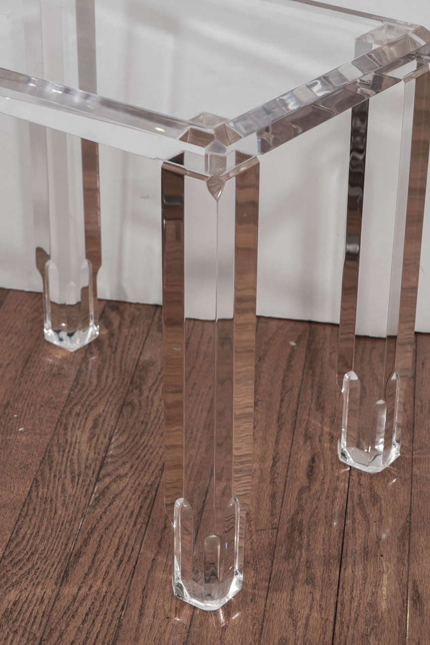 American Pair of Beveled Lucite Tables