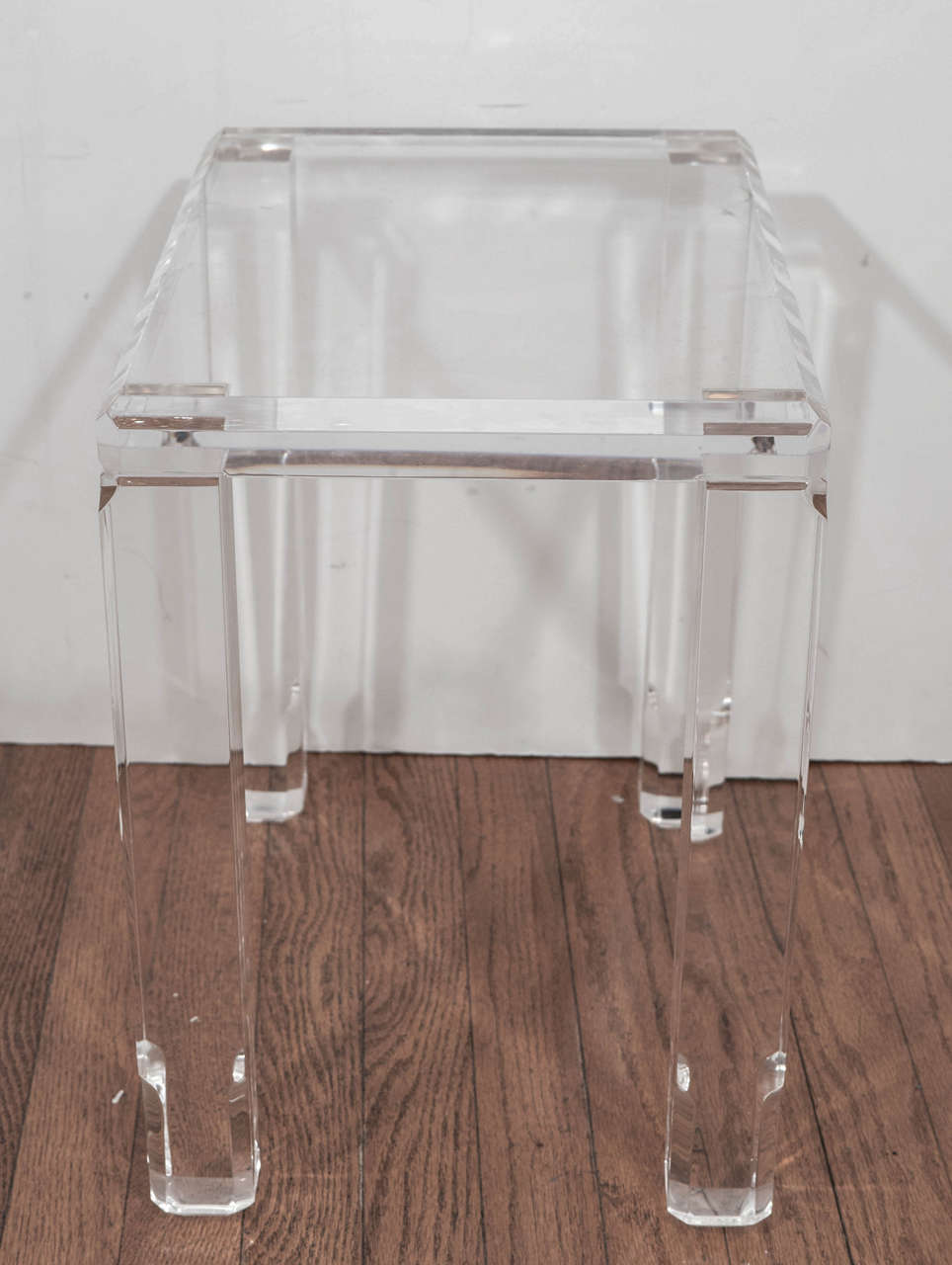 Pair of Beveled Lucite Tables In Good Condition In New York, NY