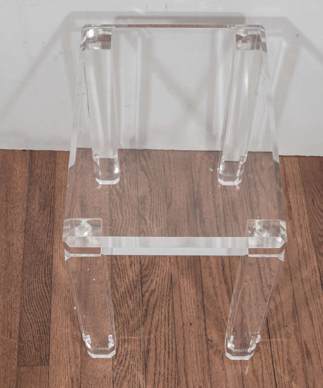 Mid-20th Century Pair of Beveled Lucite Tables