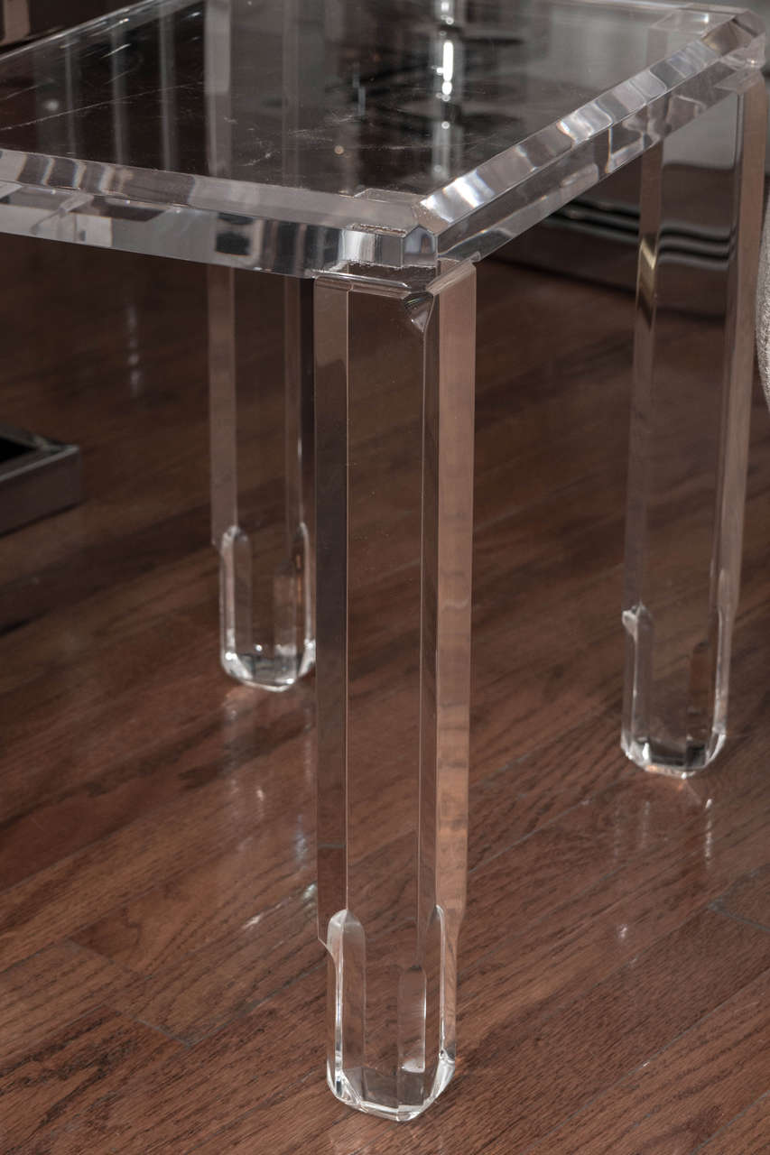 Pair of Beveled Lucite Tables 2