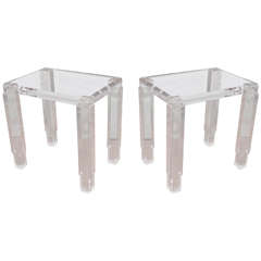 Pair of Beveled Lucite Tables