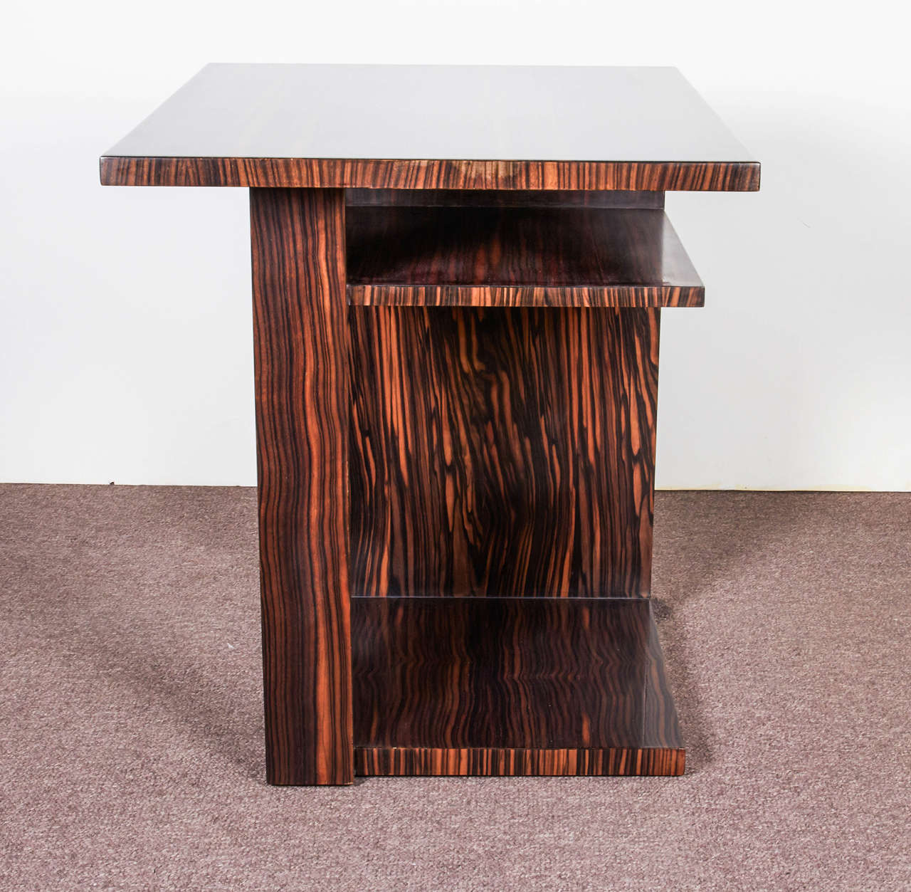 Art Deco Modernist Macassar Ebony Cubist Side Table, Atelier Athelia