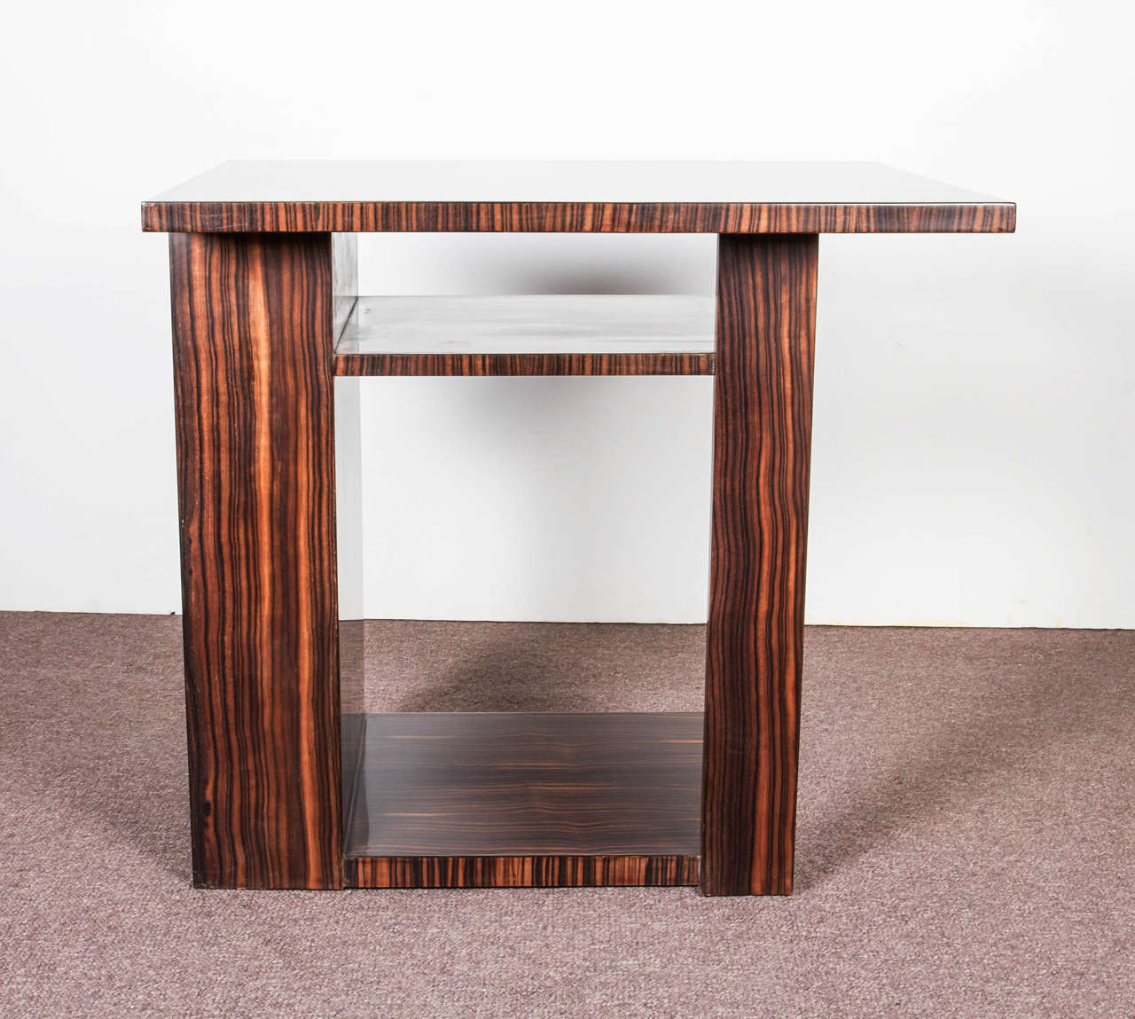 Modernist Macassar Ebony Cubist Side Table, Atelier Athelia In Excellent Condition In New York City, NY