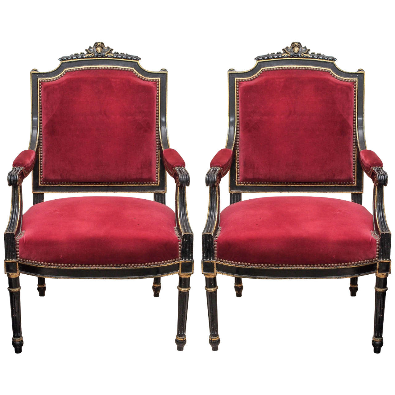 Pair of Louis Philippe Ebonized Armchairs