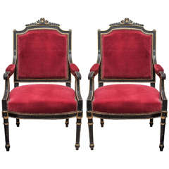 Pair of Louis Philippe Ebonized Armchairs