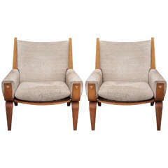 Pair Hans J. Wegner for Getama GE-501 Lounge Chairs