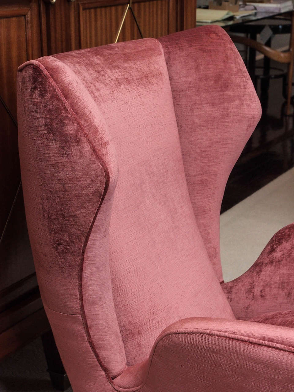 Modern Pair of 1950s Italian Velvet Lounge Chairs