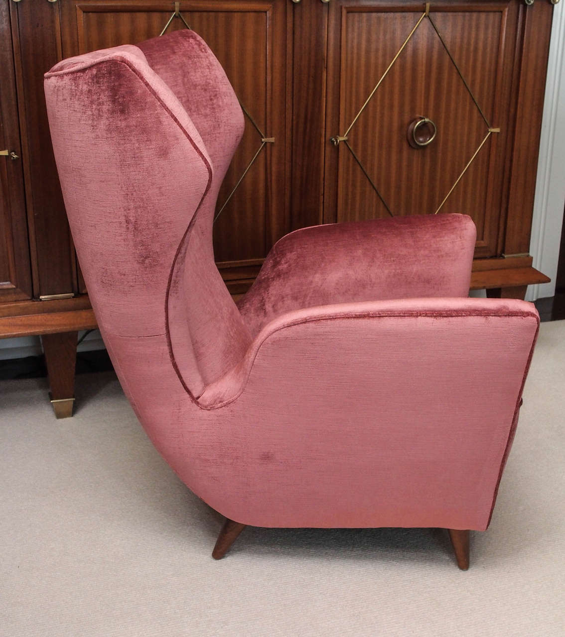Upholstery Pair of 1950s Italian Velvet Lounge Chairs