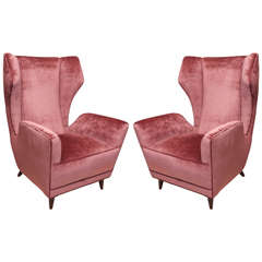 Pair of 1950s Italian Velvet Lounge Chairs