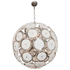 Large Murano White Disc Sputnik Chandelier 6