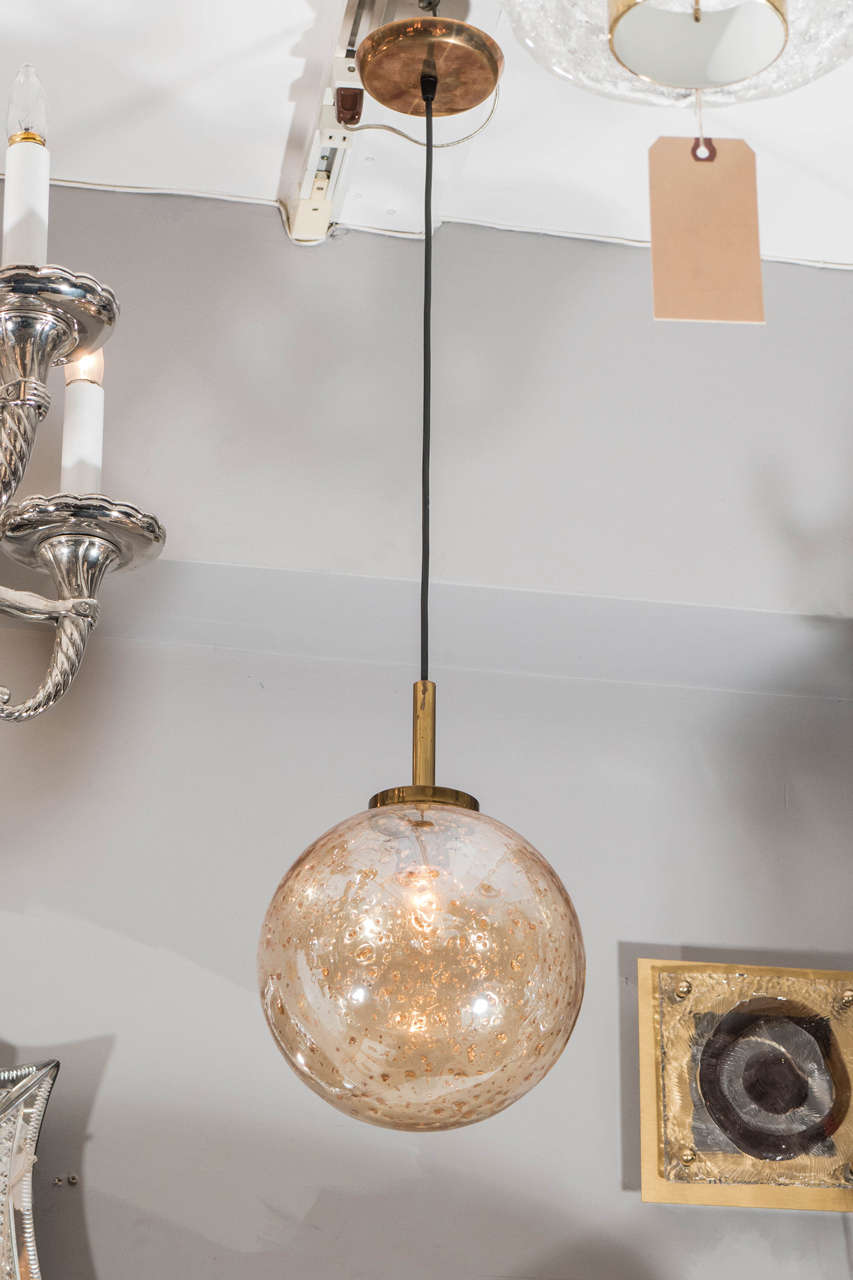 Venetian Glass Gold Flake Mouth Blown Sphere Light Pendant