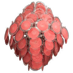 Bright Coral Murano Disc Chandelier