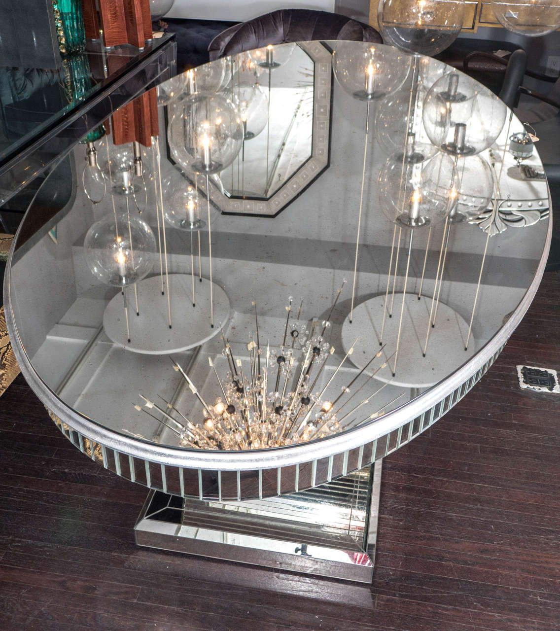 American Oval Mirrored Dining Table