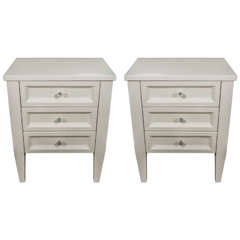 Pair of Custom Leather Wrapped Bedside Tables 12