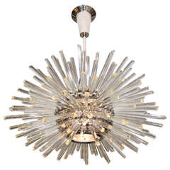 Nickel-Plated Glass Rod Sputnik Chandelier